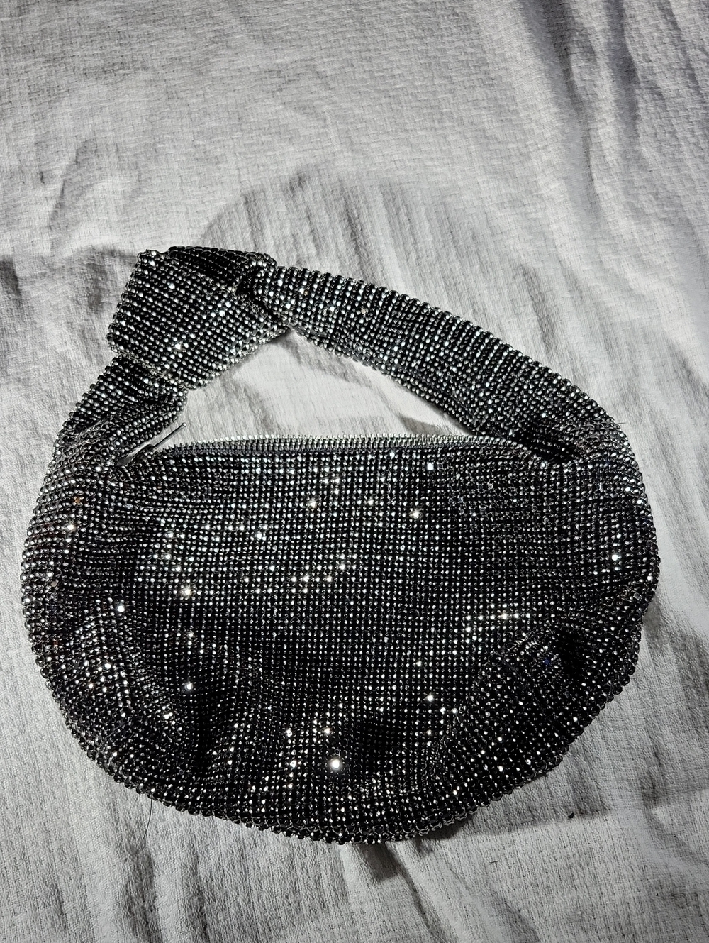 Urban Expressions Black Silver Metallic Mesh Evening Bag NWOT - Picture 2 of 6